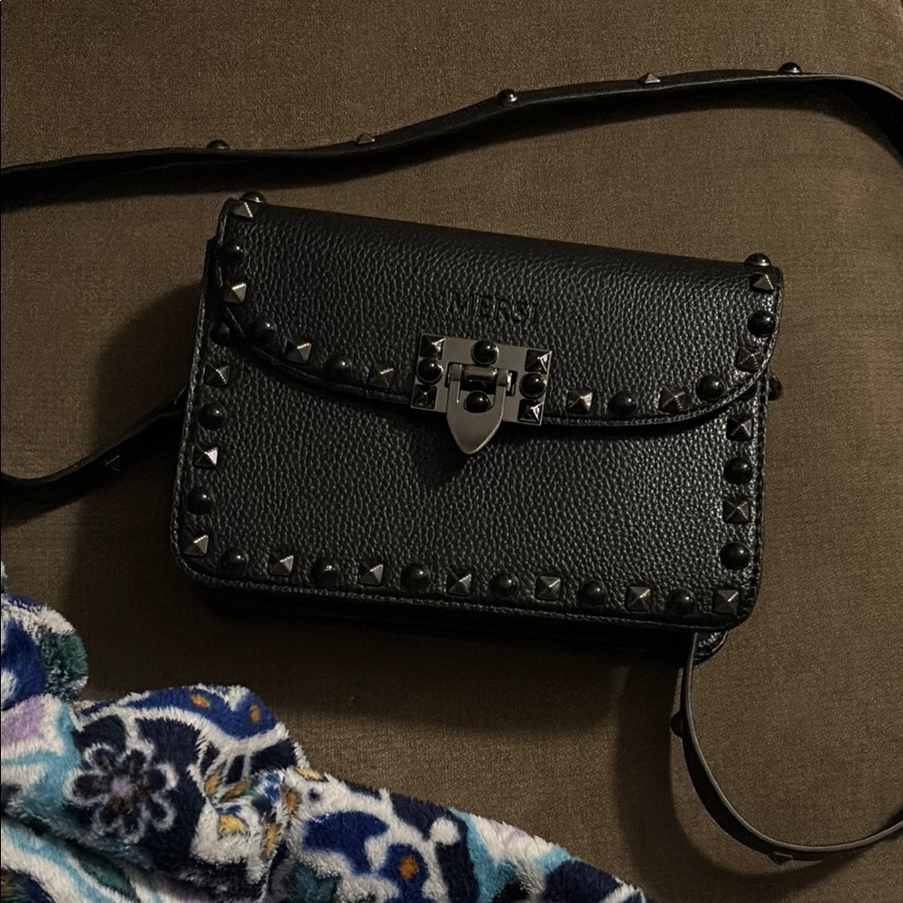 Elegant Black Studded Crossbody Bag